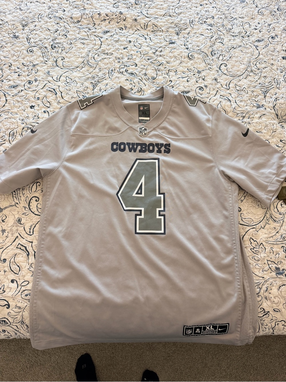 Nike Dallas Cowboys #4 Prescott Gray Football Jersey